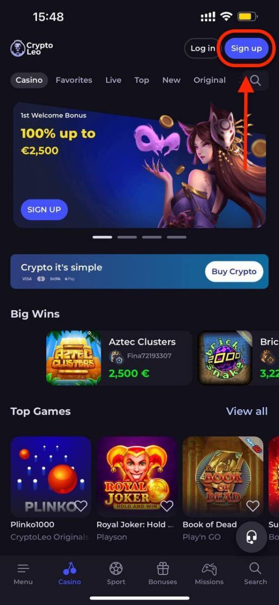 CryptoLeo Registration: How to Open Account and Sign up