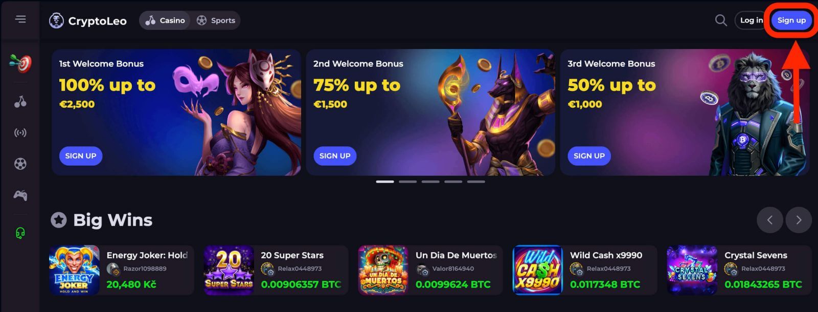 CryptoLeo Registration: How to Open Account and Sign up