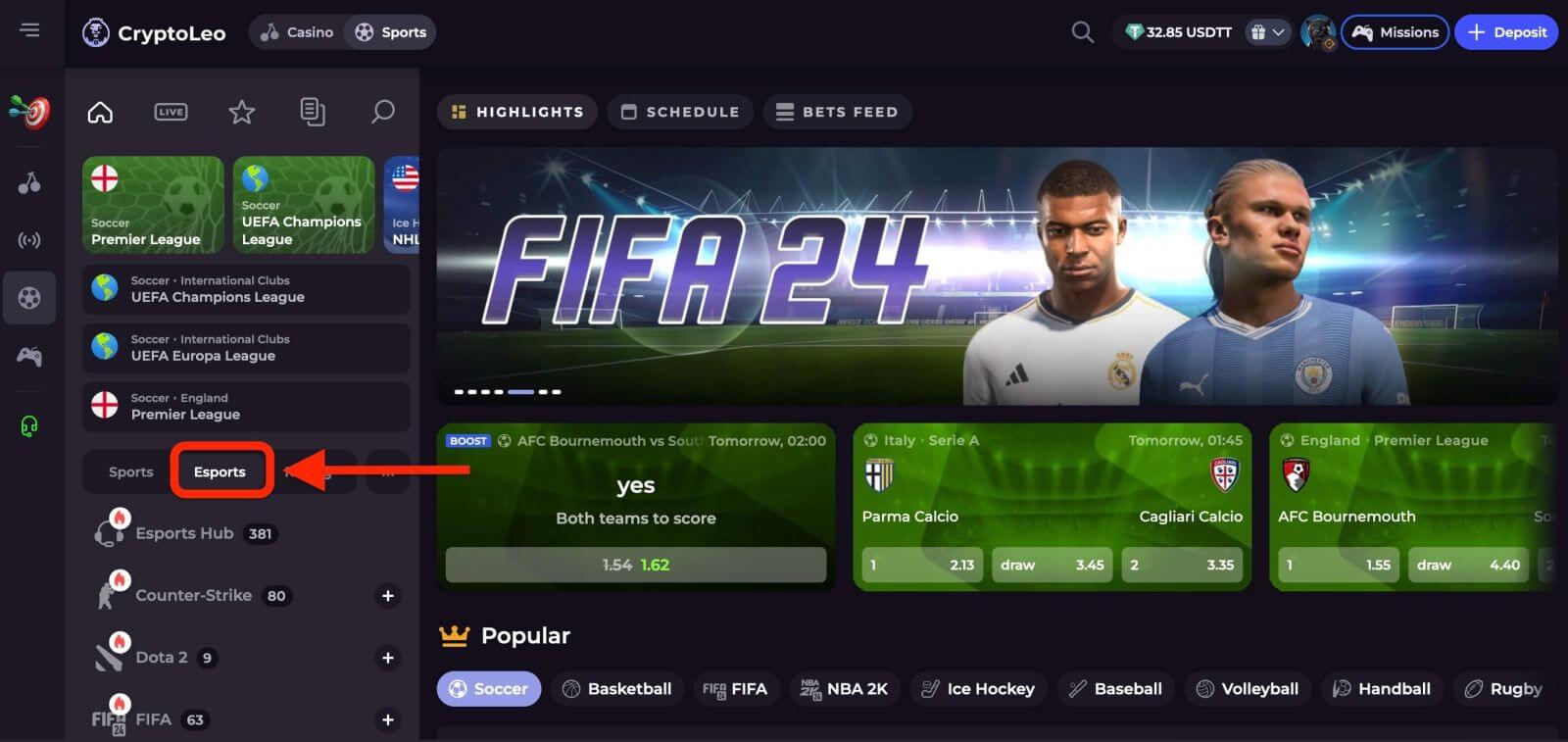 How to Play Esports Betting on CryptoLeo