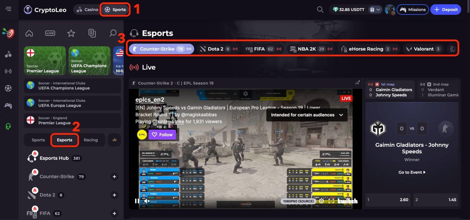 How to Play Esports Betting on CryptoLeo